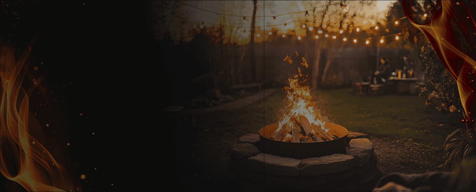 Modern fire pit with flames