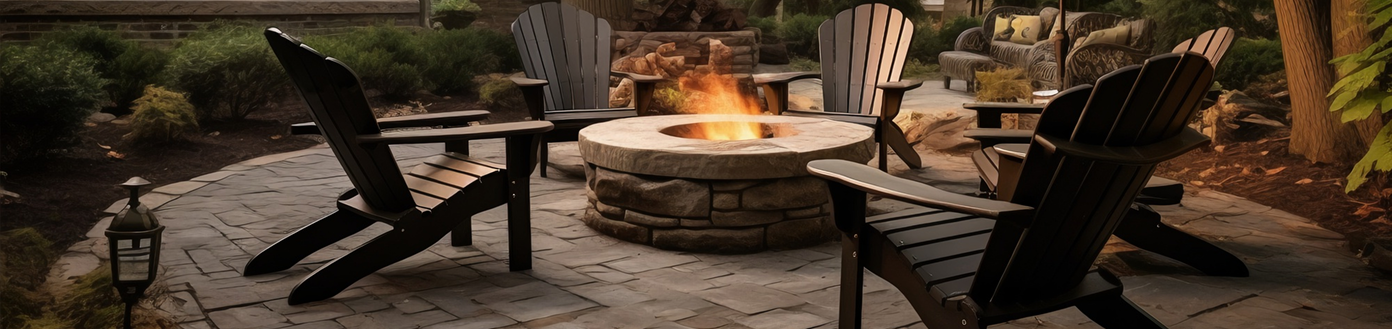 Modern fire pit installation with comfortable seating area